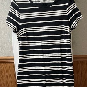 Black and white striped pencil dress